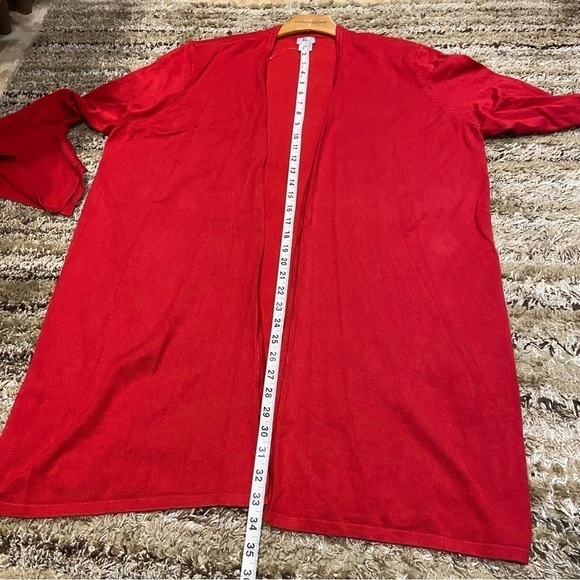 NWT Chico’s Size 3 (XL) Sweater Cardigan Long Red Open Front (flaw) - Picture 12 of 12